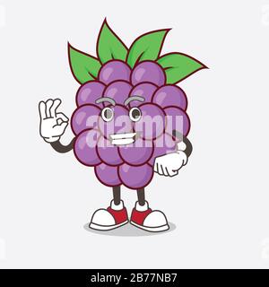 Eine Illustration der Figur des Boysenbeeren Fruchtscartoon Maskottchens mit aufrufender Geste Stockfoto