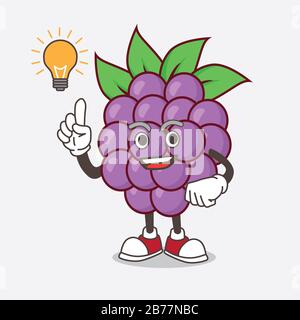 Eine Illustration der Figur des Boysenbeeren Fruit Cartoon Maskottchens bekommen eine Idee Stockfoto