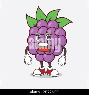Eine Illustration der Figur des Boysenbeeren Fruchtscartoon Maskottchens mit wütenden Gesicht Stockfoto