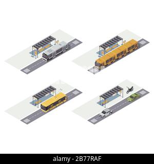 Isometrische Farbvektorabbildung für den Stadtverkehr Stock Vektor