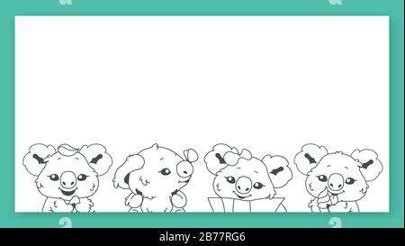 Niedlicher Koala-Kawaii-Zeichenvektorrahmen Stock Vektor