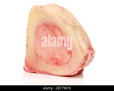 Rinderknochenmark isoliert auf weißem Hintergrund Stockfoto