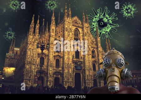 Coronavirus am Mailänder Dom: Kovid-19-Virus in Italien Stockfoto