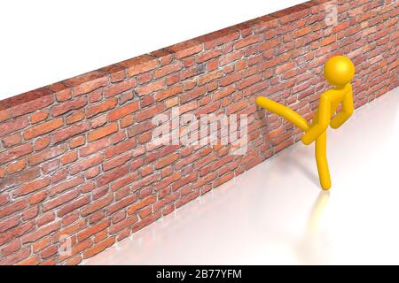 3D-Ziegelwand - Trittkur Stockfoto