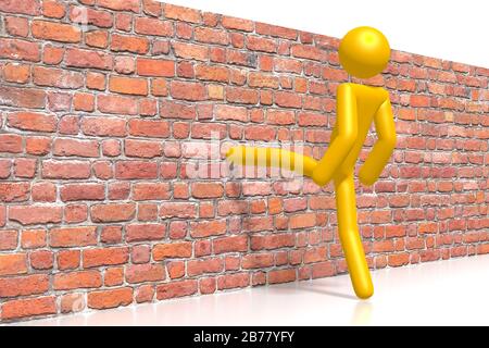 3D-Ziegelwand - Trittkur Stockfoto