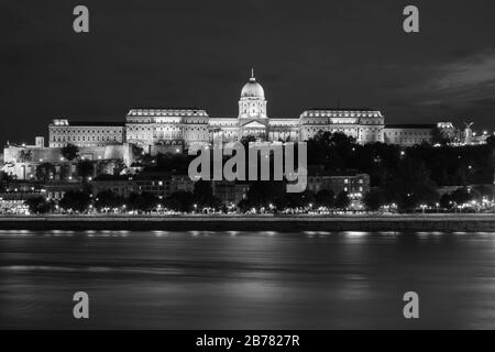 Buda Schloss Schwarz-Weiß Bild Budapest Stockfoto