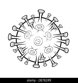 Coronavirus Outline Symbol Design. Abbildung isoliert auf weißem Hintergrund. Cartoon-Vektor-Abbildung des gefährlichen Corona-Virus COVID-19 Stock Vektor