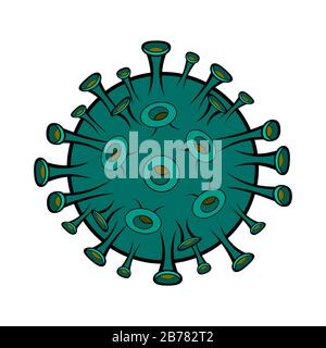 Coronavirus Cartoon Illustration isoliert auf weißem Hintergrund. Betet für china. Illustrationen Konzept Corona Virus COVID-19. Virus wuhan aus china. Stock Vektor