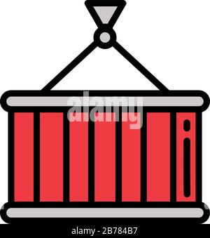 Container-Metall, das auf weißem Hintergrund hängt, Vektorgrafiken Stock Vektor