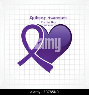 Vektorgrafiken für den Weltepilepsietag (Purple Day) - Epilepsie-Bewusstsein-26. märz. Violettes Band. Stock Vektor