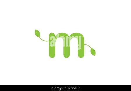 Green Leaf blättert das Logo mit dem Buchstaben m Alphabet für Unternehmen und Unternehmen. Geeignet für eingängigen Logotyp Stock Vektor