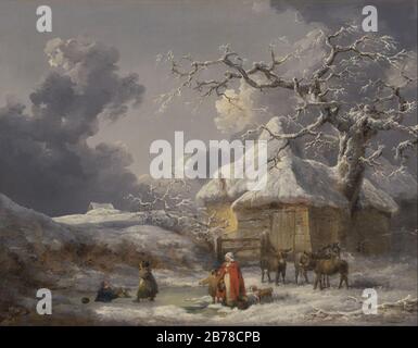 George Morland - Winterlandschaft mit Figuren Stockfoto