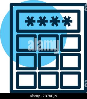 Tastatur mit Passwort, Linienart Symbol Vektorgrafiken Design Stock Vektor