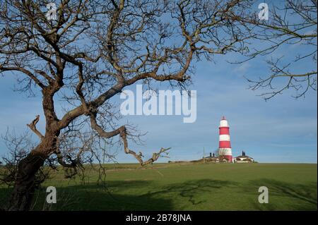 Ein allgemeiner Blick auf Happisburgh Lighthouse, Happisburgh, Norfolk, Großbritannien Stockfoto
