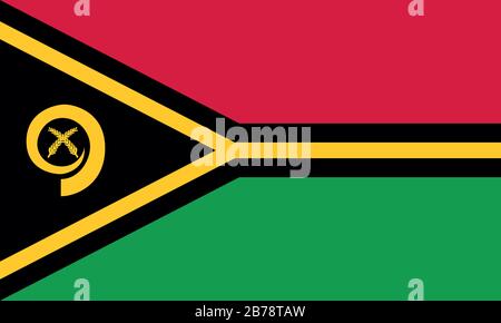 Flagge von Vanuatu - Standardverhältnis der Vanuatuan-Flagge - True RGB-Farbmodus Stockfoto