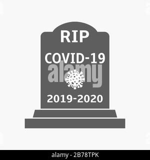 RIP COVID-19. Coronavirus abstrakter Grabstein. Vektorgrafiken. Stock Vektor