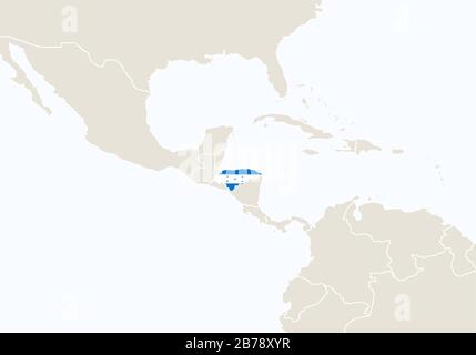 Südamerika mit hervorgehobener Karte von Honduras. Vektorgrafiken. Stock Vektor