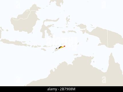 Asien mit hervorgehobener Karte Osttimors. Vektorgrafiken. Stock Vektor