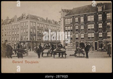 Gerard Douplein, in het midden de Eerste van der Helststraat, Afb PRKBB00224000001. Stockfoto