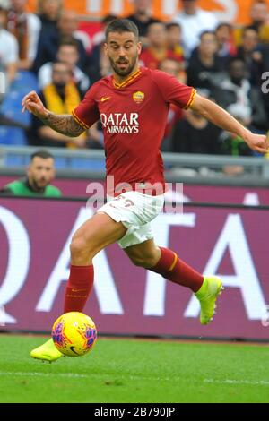 leonardo spinazzola (roma) während DER ITALIENISCHEN FUSSBALLSERIE A der AS Roma 2019/20, Roma, Italien, 01. Januar 2020, Fußballspiel der italienischen Serie A Stockfoto