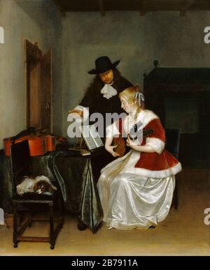 Gerard ter Borch (Niederländisch - The Music Lesson Stockfoto