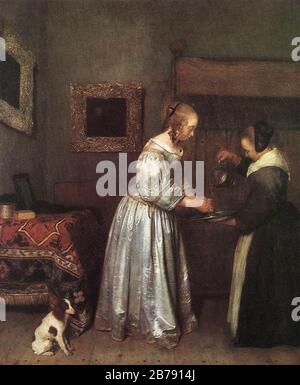 Gerard ter Borch (II) - Frau wäscht Die Hände Stockfoto