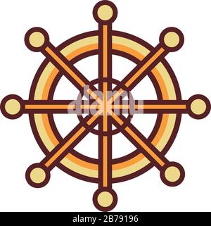 Helm des Symbols für die Farbe der Schiffslinie Stock Vektor