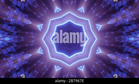 Futuristischer Hintergrund mit bunt leuchtenden abstrakten Neonlichtern Stockfoto
