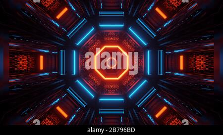 Futuristischer Hintergrund mit bunt leuchtenden abstrakten Neonlichtern Stockfoto