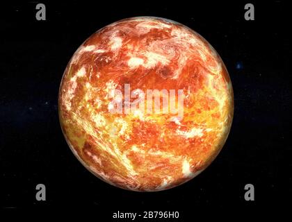 High Detailed Fiction Roter Oberflächenplanet mit Atmosphäre im dunklen Weltall. Brennender Mars. Science Fiction. Elemente dieses Bildes, das von der NASA eingerichtet wurde. Stockfoto