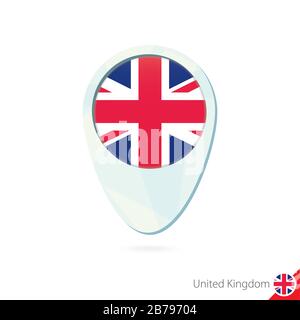 Symbol für die PIN-Karte der britischen Flagge auf weißem Hintergrund. Vektorgrafiken. Stock Vektor