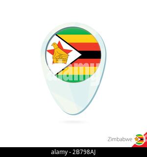 Zimbabwe Flag Location Map Pin-Symbol auf weißem Hintergrund. Vektorgrafiken. Stock Vektor