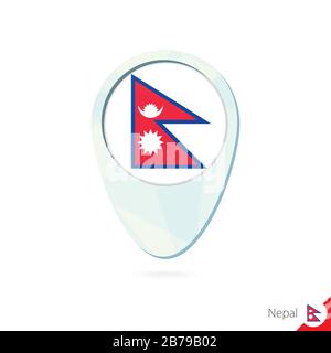 Nepal-Flagge-Karte Pin-Symbol auf weißem Hintergrund. Vektorgrafiken. Stock Vektor