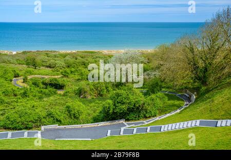 Omaha Strand an einem sonnigen Sommermorgen. Normandie, Frankreich. Stockfoto