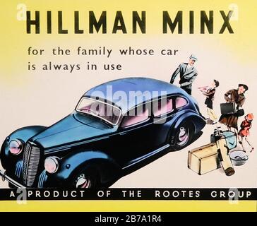 Hillman Minx Kino-Werbung, wahrscheinlich vierziger Jahre Stockfoto