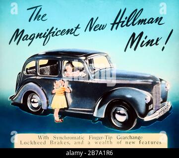 Hillman Minx Kino-Werbung, wahrscheinlich vierziger Jahre Stockfoto