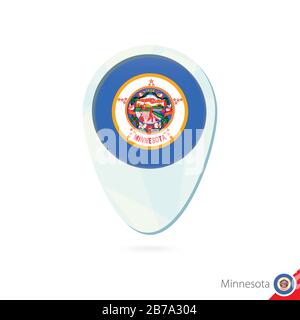 USA State Minnesota Flaggenkarte Pin-Symbol auf weißem Hintergrund. Vektorgrafiken. Stock Vektor