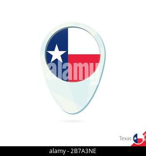 USA State Texas Flag Location Map Pin-Symbol auf weißem Hintergrund. Vektorgrafiken. Stock Vektor