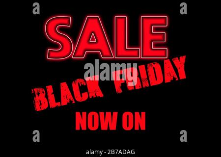 Rot auffälliger Typ auf schwarzem Hintergrund mit der Angabe: Verkauf Black Friday Now On Stockfoto