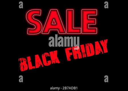 Rot auffälliger Typ auf schwarzem Hintergrund mit der Aufschrift: Sale Black Friday Stockfoto