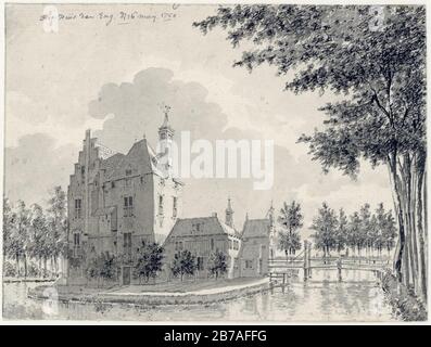 Gezicht op het kasteel den Engh bij Vleuten - Pieter Jan van Liender - 506 - Het Utrechter Archef X95876-201242. Stockfoto