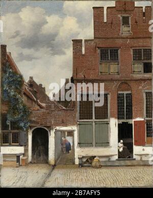 Gezicht op huizen in Delft, bekend als ‥98Het straatje‥99 Stockfoto