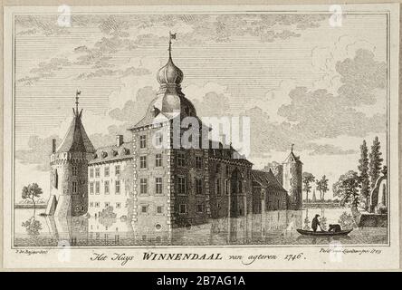 Gezicht op kasteel Winnendaal nabij Xanten, Duitsland. Het Huys Wiinendaal van agteren, 1746. Stockfoto