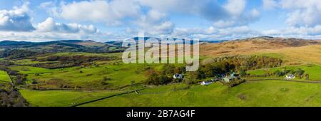 Laghead Farm, Fleet Valley National Scenic Area, Blick auf Cairnsmore of Fleet, in der Nähe von Gatehouse of Fleet, Dumfries & Galloway, Schottland Stockfoto