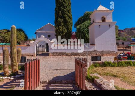 Kirche "La Iglesia", erbaut 1691, Gemeinde Uquia, Quebrada de Humahuaca, Tal Humahuaca, Abteilung Jujuy, NW Argentinien, Lateinamerika Stockfoto