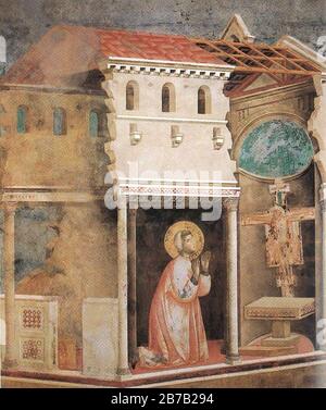 Giotto - Legende des heiligen Franziskus - -04- - Wunder des Kruzifix. Stockfoto