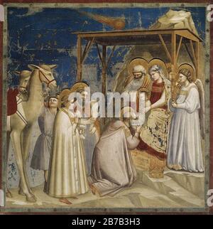 Giotto di Bondone - Nr. 18 Szenen aus dem Leben Christi - 2. Anbetung der Magi Stockfoto