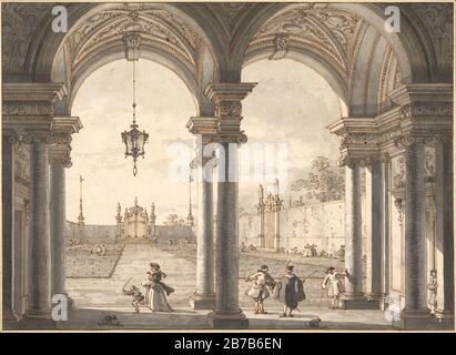 Giovanni Antonio Canal, il Canaletto - Blick durch eine Kolonnade aus dem Barock in einen Garten, 1760-1760-662 Stockfoto