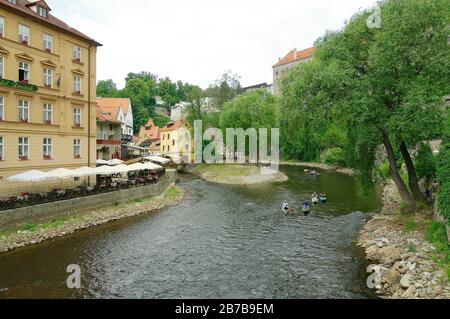 Ist eine Stadt in der südböhmischen Region in Tschechien. Das historische Zentrum, das sich um die Burg Český Krumlov an der Moldau dreht Stockfoto