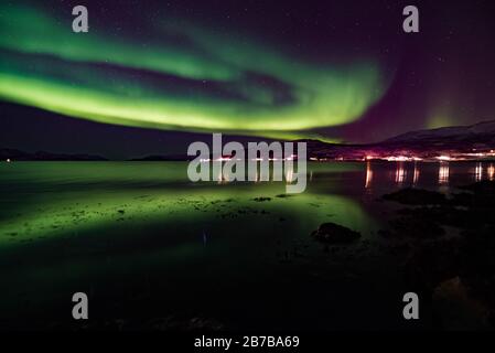 aurora borealis in tromso norwegen. Stockfoto